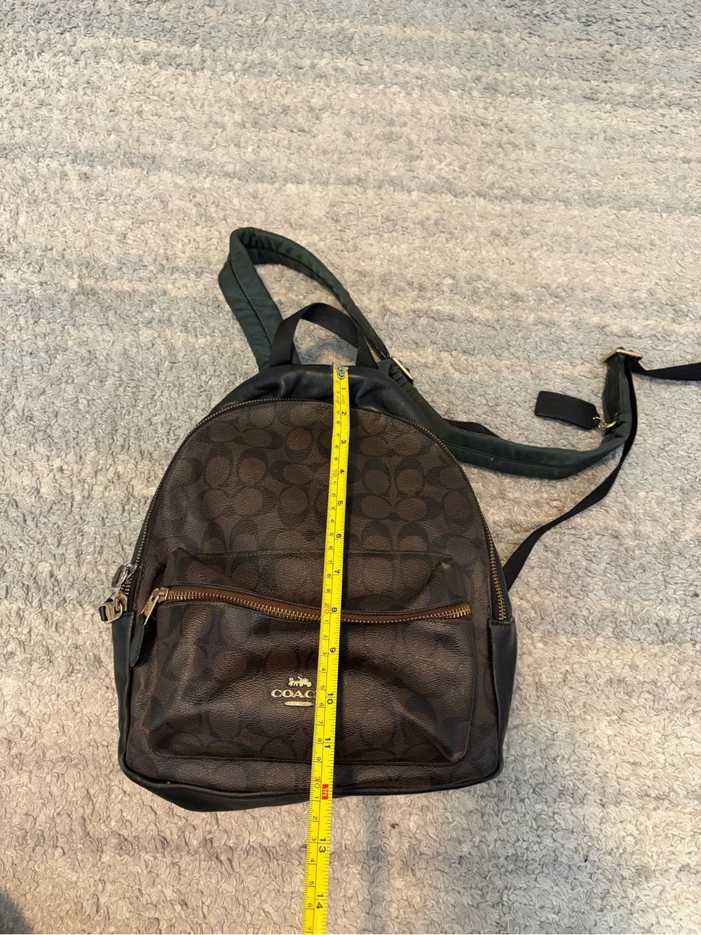 Coach Medium Charlie Backpack Signature Canvas Leather Brown Black F32200